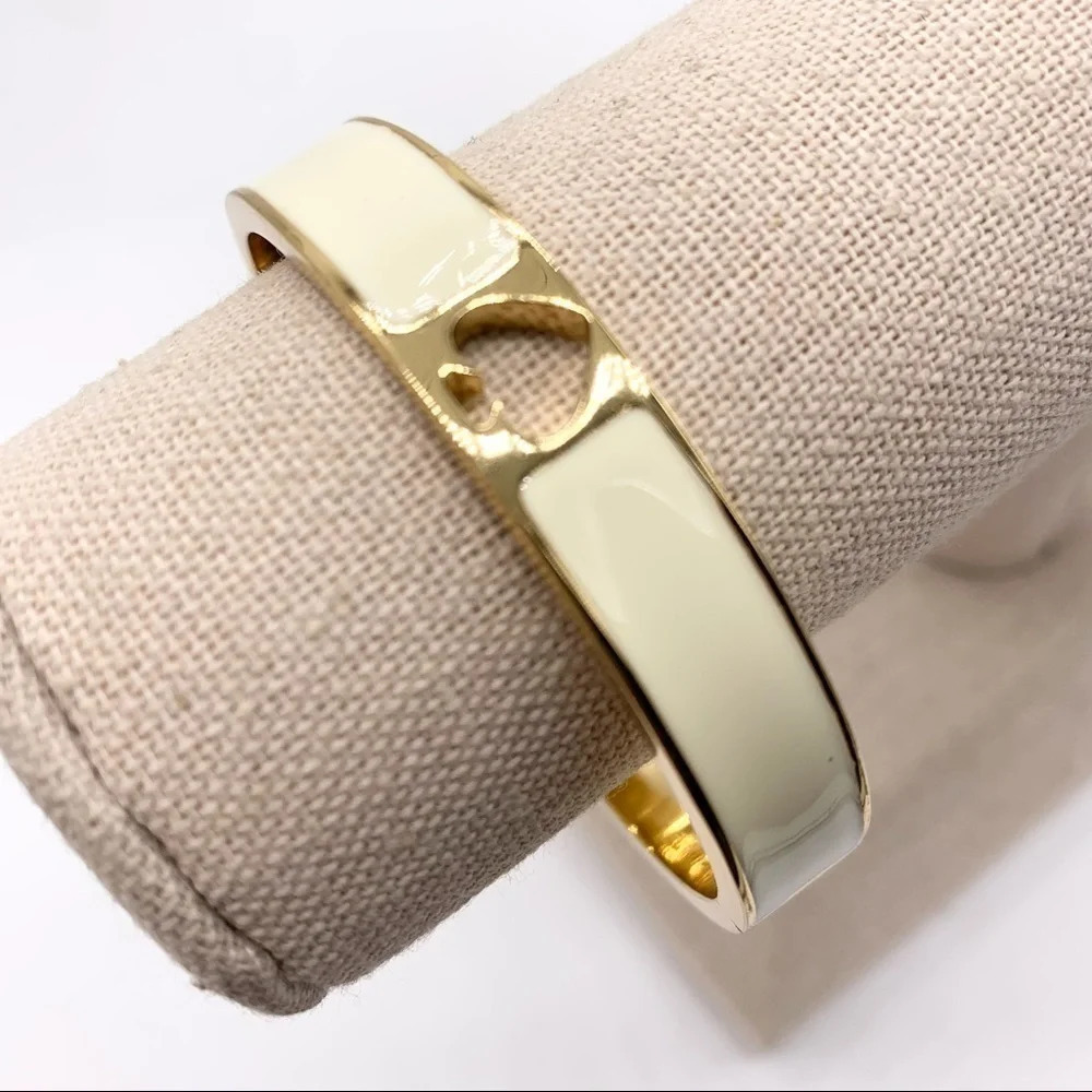 Kate Spade Cream & Gold Hinged Bangle
